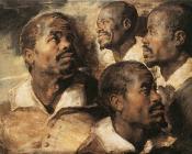 彼得 保罗 鲁本斯 : Four Studies of the Head of a Negro